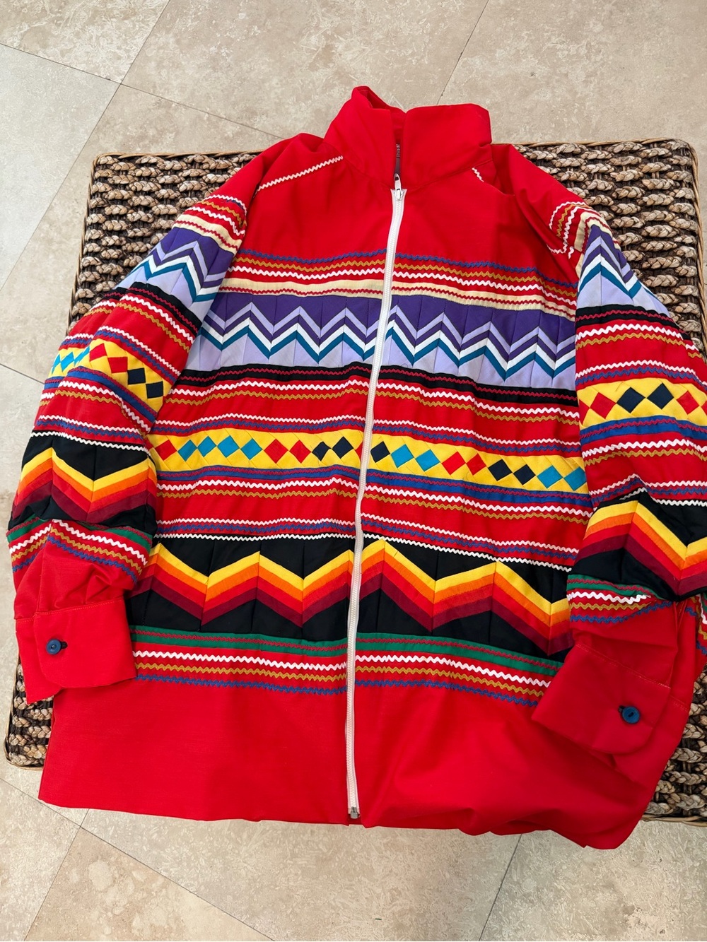 RARE Vtg Seminole Boutique American Red Patchwork Jacket M. Osceola